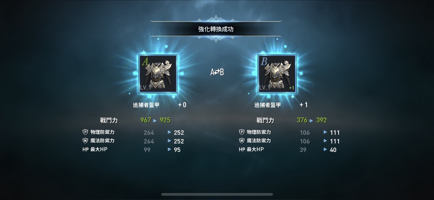 玩家可將裝備的強化等級,轉移至其他裝備,讓強化裝備更為容易。 玩家可將裝備的強化等級,轉移至其他裝備,讓強化裝備更為容易。
