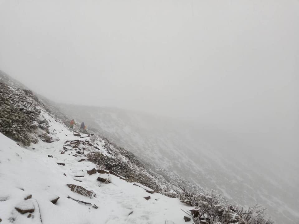 雪山下雪美景,只見雪山主峰上一片白茫茫,有許多網友看了照片直呼「太美了」! 圖:山友全蔣清授權提供 雪山下雪美景,只見雪山主峰上一片白茫茫,有許多網友看了照片直呼「太美了」! 圖:山友全蔣清授權提供