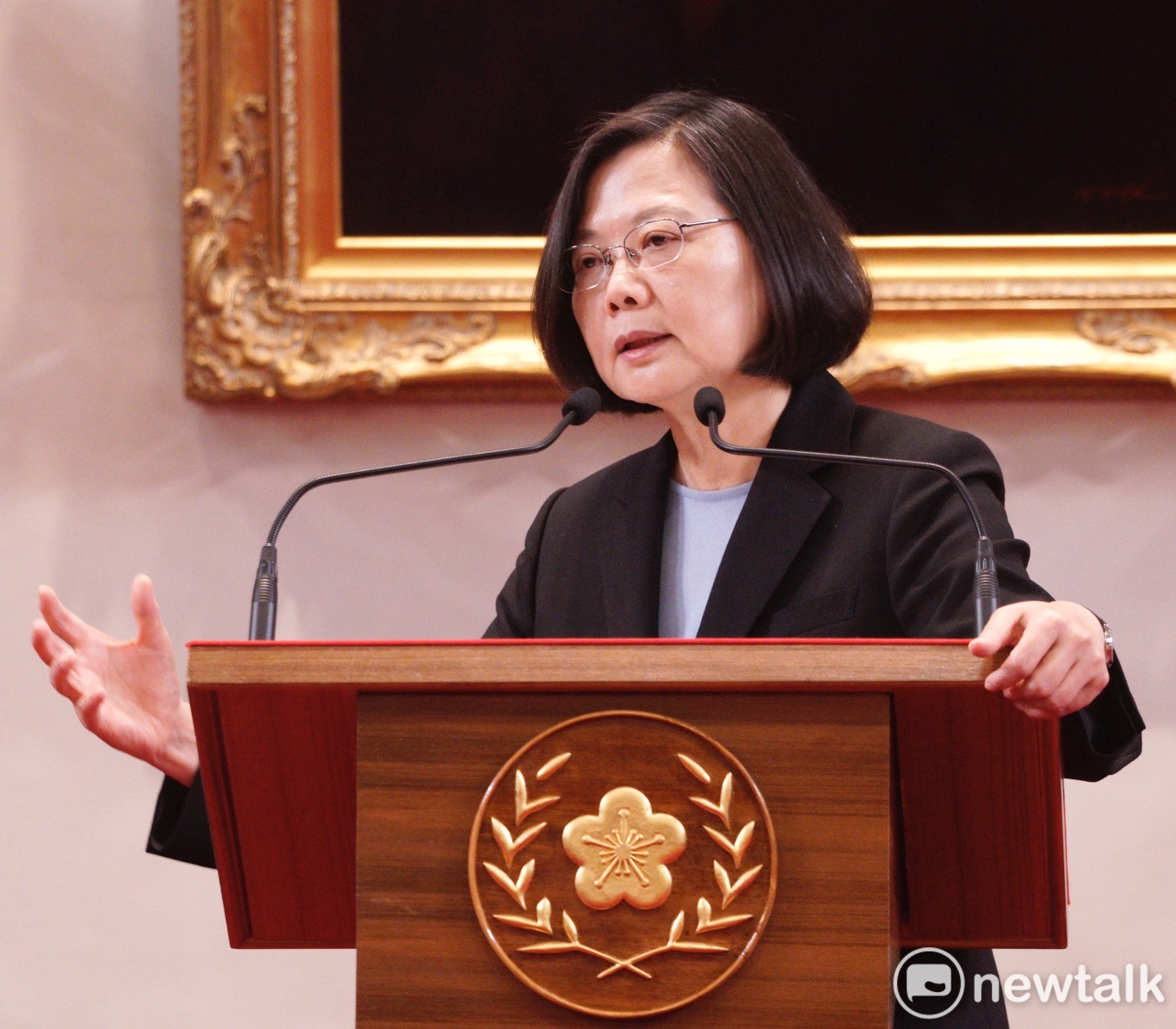 總統蔡英文舉行國安高層會議會後記者會。 圖:張良一/攝 總統蔡英文舉行國安高層會議會後記者會。 圖:張良一/攝