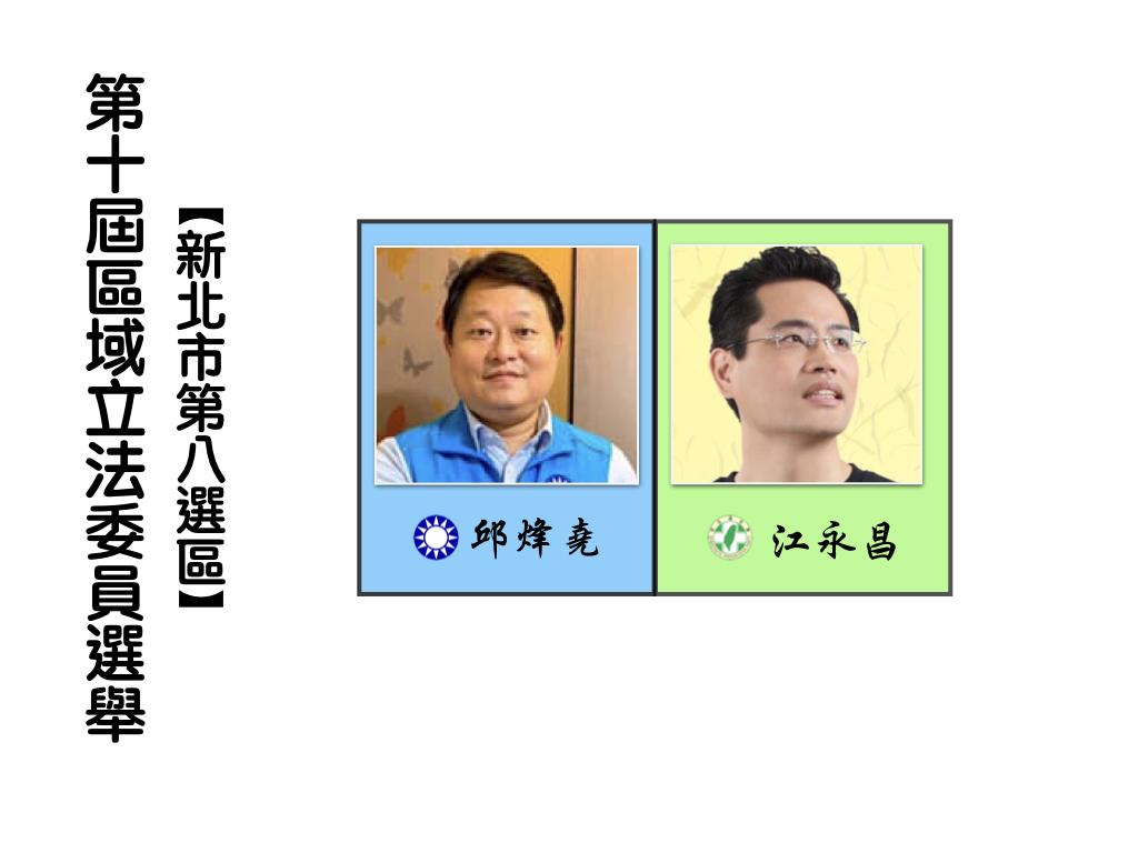 區域立法委員選舉,新北市第八選區。 區域立法委員選舉,新北市第八選區。