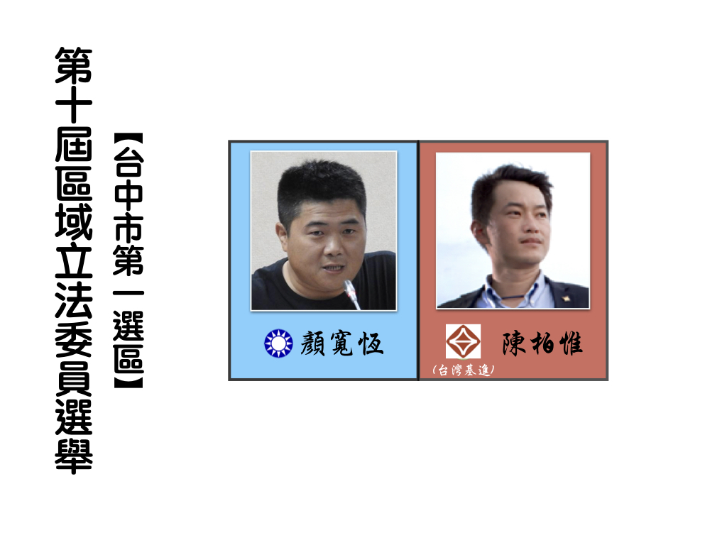 區域立法委員選舉,台中市第一選區。 區域立法委員選舉,台中市第一選區。