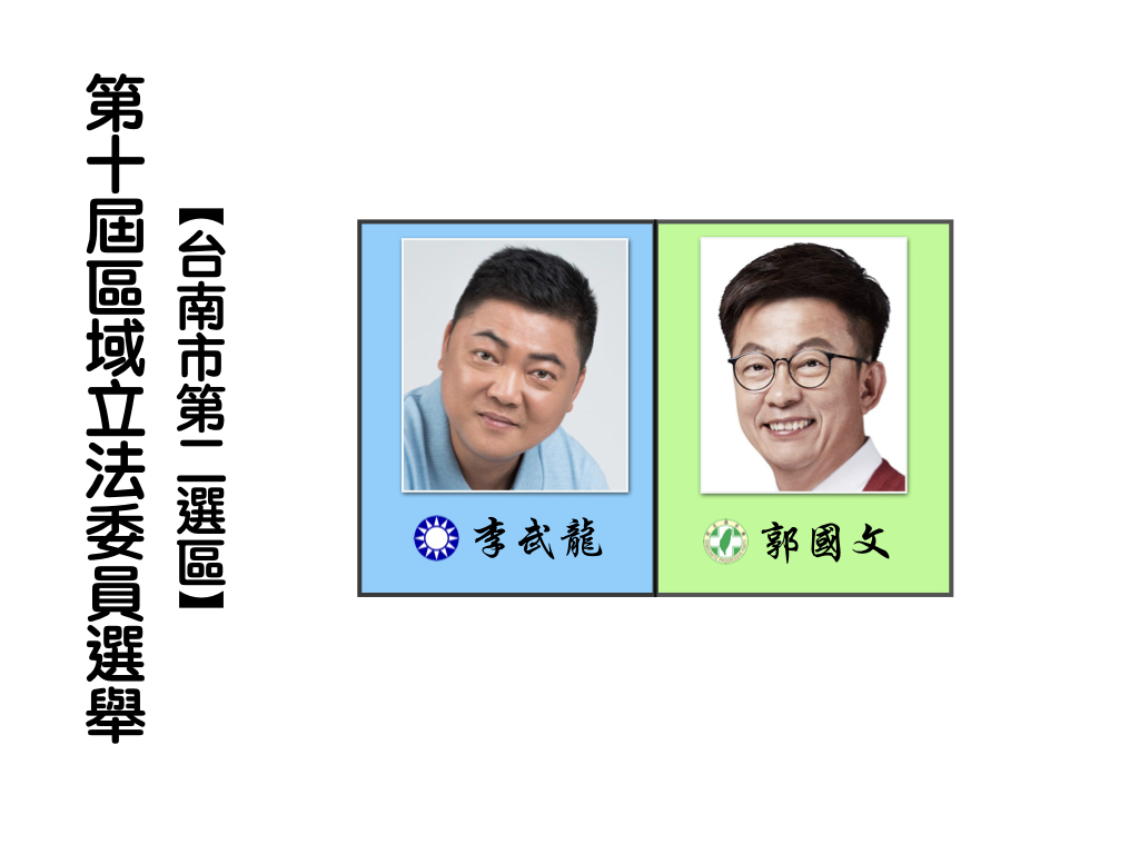 區域立法委員選舉,台南市第二選區。 區域立法委員選舉,台南市第二選區。