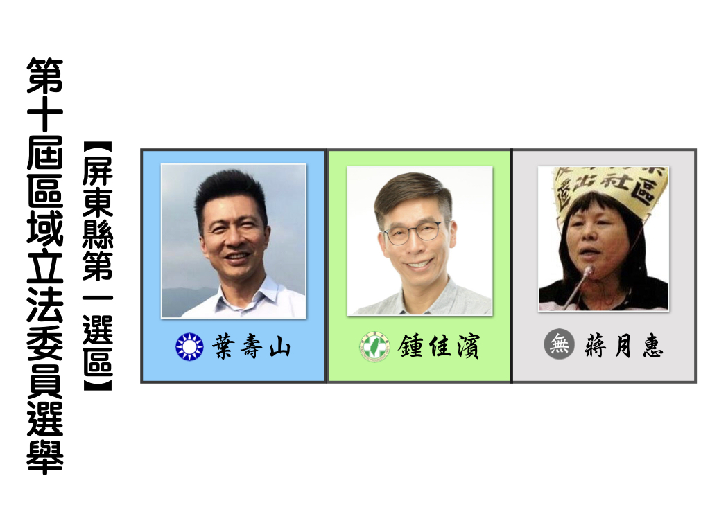 區域立法委員選舉,屏東縣選第一選區。 區域立法委員選舉,屏東縣選第一選區。