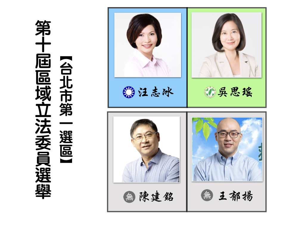 區域立法委員選舉,台北市第一選區。 區域立法委員選舉,台北市第一選區。