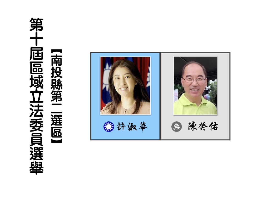 區域立法委員選舉,南投縣選第二選區。 區域立法委員選舉,南投縣選第二選區。