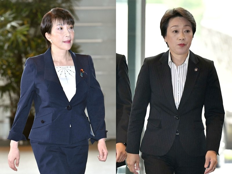 日本首相安倍晉三11日改組內閣,新內閣女性閣員有兩人,分別是總務大臣高市早苗(左)及東京奧運大臣橋本聖子(右)。(共同社提供) 日本首相安倍晉三11日改組內閣,新內閣女性閣員有兩人,分別是總務大臣高市早苗(左)及東京奧運大臣橋本聖子(右)。(共同社提供)