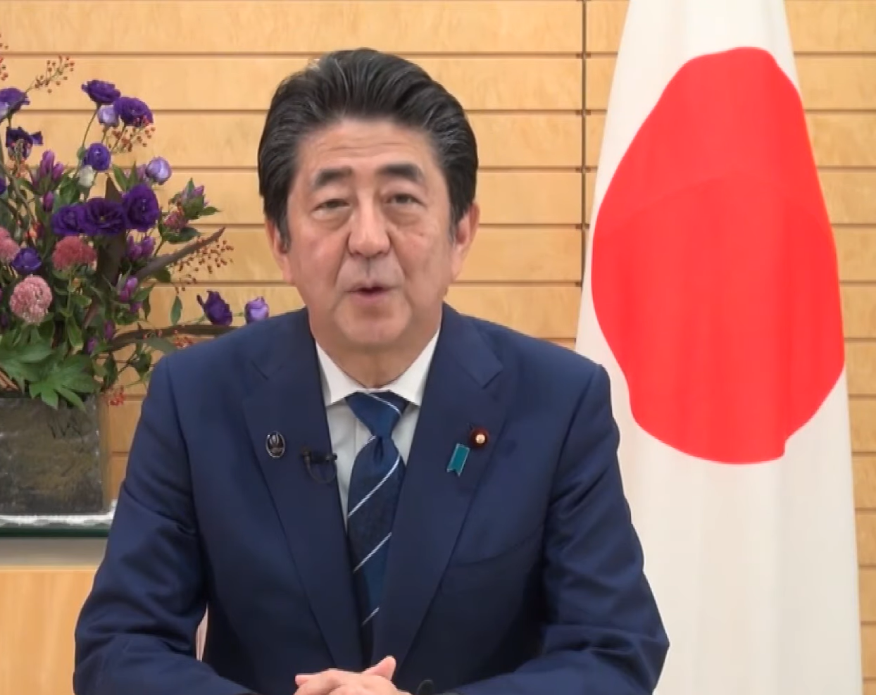 日本首相安倍晉三慶賀中國建國七十周年。圖:影片畫面 日本首相安倍晉三慶賀中國建國七十周年。圖:影片畫面