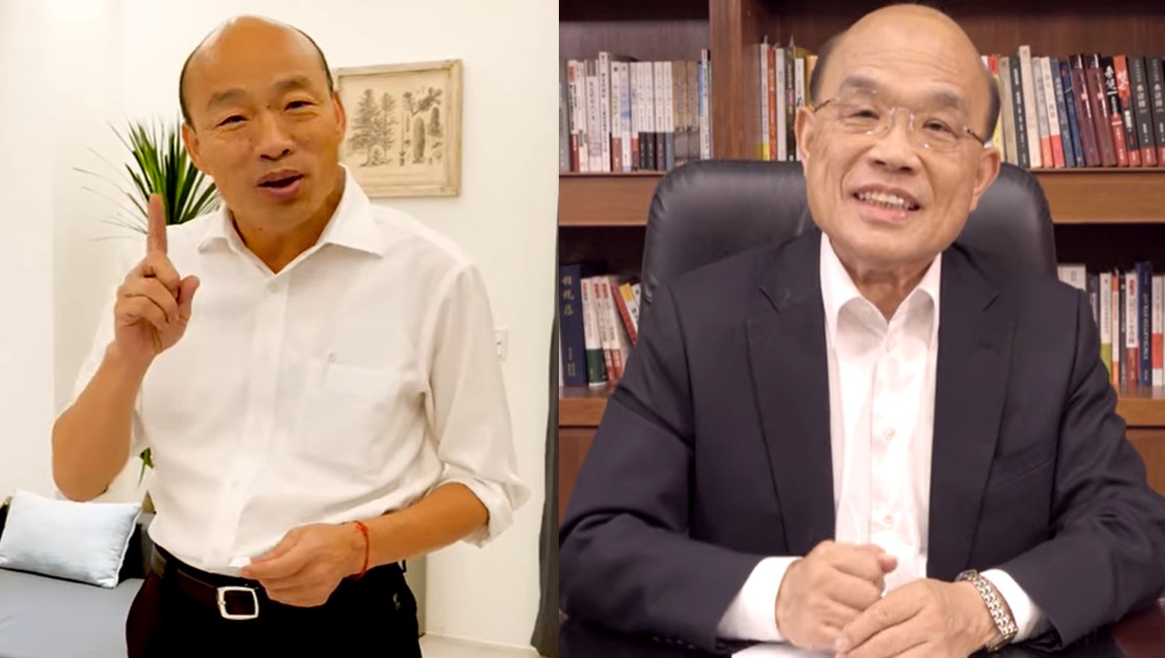 行政院長蘇貞昌 (右) 用「華人與狗」的比喻,批評韓國瑜歧視移工。圖 : 新頭殼合成。 行政院長蘇貞昌 (右) 用「華人與狗」的比喻,批評韓國瑜歧視移工。圖 : 新頭殼合成。