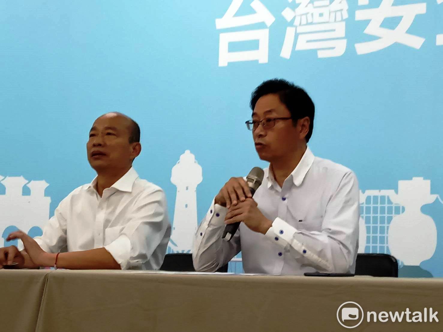 韓國瑜今天宣佈副手張善政記者會。 圖 : 孫家銘/攝 韓國瑜今天宣佈副手張善政記者會。 圖 : 孫家銘/攝