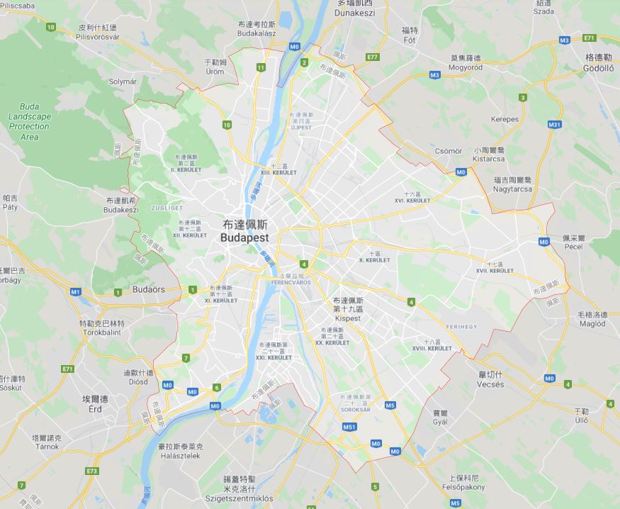 布達佩斯由布達區和佩斯區組成。 圖：翻攝自Google map