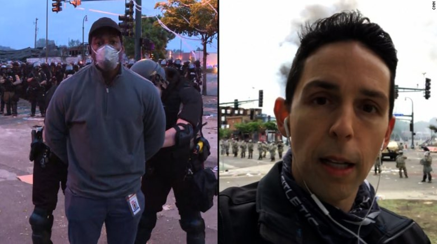 CNN昨日發生旗下非裔記者在鏡頭前遭到逮捕的事件。 圖:翻攝自推特 CNN昨日發生旗下非裔記者在鏡頭前遭到逮捕的事件。 圖:翻攝自推特