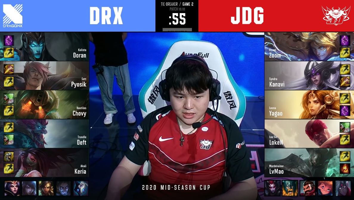 JDG加賽生死局禁選階段尾選魔鬥凱薩,成為取勝關鍵。 圖:翻攝自Youtube JDG加賽生死局禁選階段尾選魔鬥凱薩,成為取勝關鍵。 圖:翻攝自Youtube