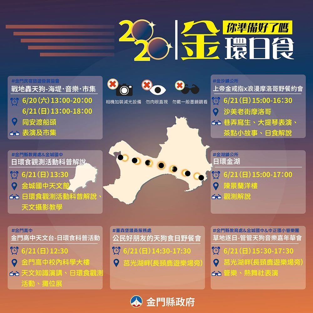 金門各地都有日環食導覽、講解活動。 圖:金門縣政府/提供 金門各地都有日環食導覽、講解活動。 圖:金門縣政府/提供