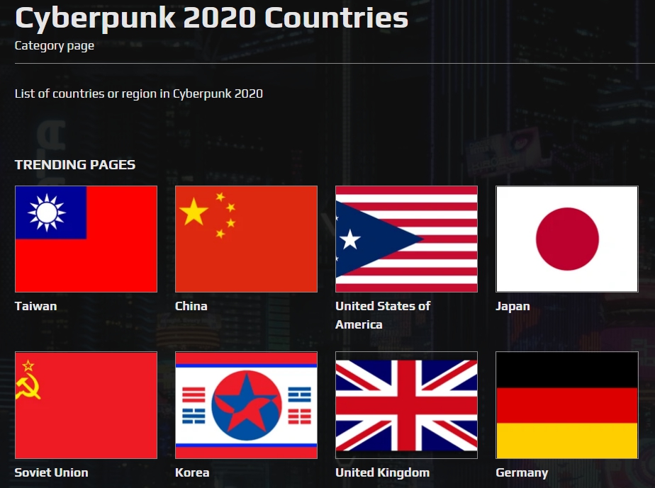 台灣在《電馭叛客2020》的設定中與中國一樣是個獨立自主的國家。 圖:翻攝自Fandom 台灣在《電馭叛客2020》的設定中與中國一樣是個獨立自主的國家。 圖:翻攝自Fandom