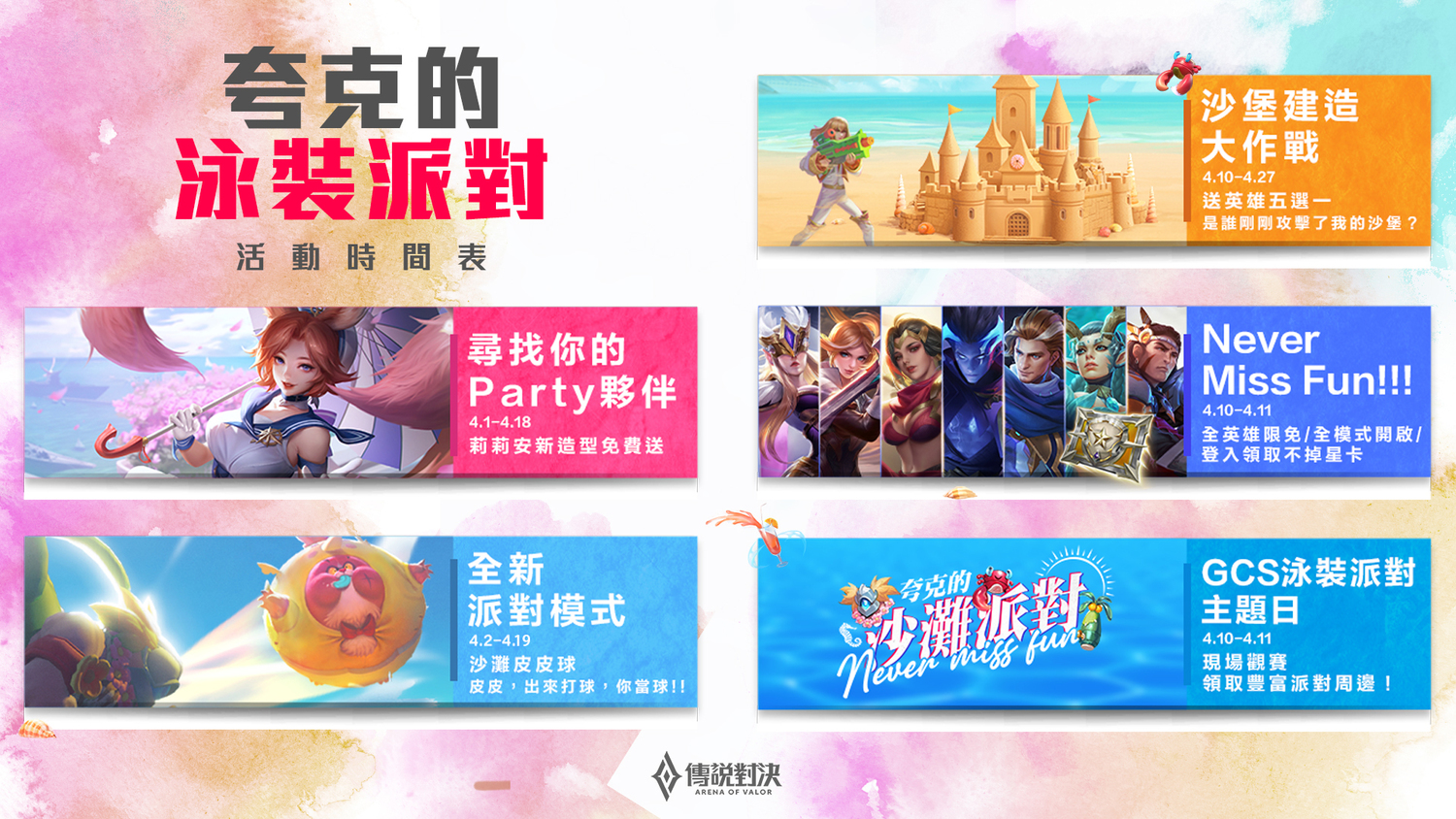《Garena 傳說對決》夸克的泳裝派對系列活動 圖:Garena/提供 《Garena 傳說對決》夸克的泳裝派對系列活動 圖:Garena/提供