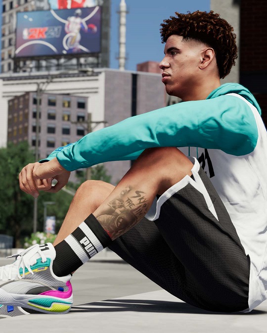 LaMelo Ball 在遊戲中穿著Court Rider 2K。 圖:PUMA提供 LaMelo Ball 在遊戲中穿著Court Rider 2K。 圖:PUMA提供