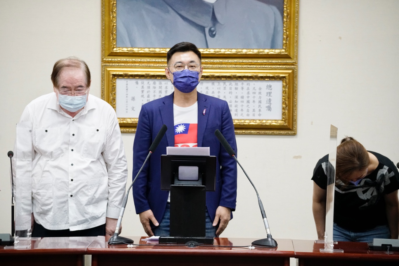 競選連任失利的國民黨主席江啟臣發表敗選感言,並率黨務主管總辭。 圖:張良一/攝 競選連任失利的國民黨主席江啟臣發表敗選感言,並率黨務主管總辭。 圖:張良一/攝