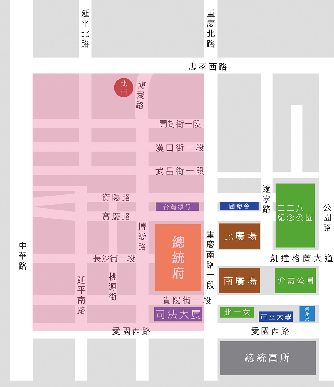 國慶上午的慶祝大會結束後,將安排3大主題花車遊行,中午12點起,將安排46輛主題花車遊行,從小南門附近一路到北門。為了配合遊行,將管制重慶南路以東(不含)、愛國西路以北(含往西向慢車道)、中華路以西(不含)、忠孝西路以南(不含)。 圖:翻攝自《中華民國 讚國慶》官方網站 國慶上午的慶祝大會結束後,將安排3大主題花車遊行,中午12點起,將安排46輛主題花車遊行,從小南門附近一路到北門。為了配合遊行,將管制重慶南路以東(不含)、愛國西路以北(含往西向慢車道)、中華路以西(不含)、忠孝西路以南(不含)。 圖:翻攝自《中華民國 讚國慶》官方網站