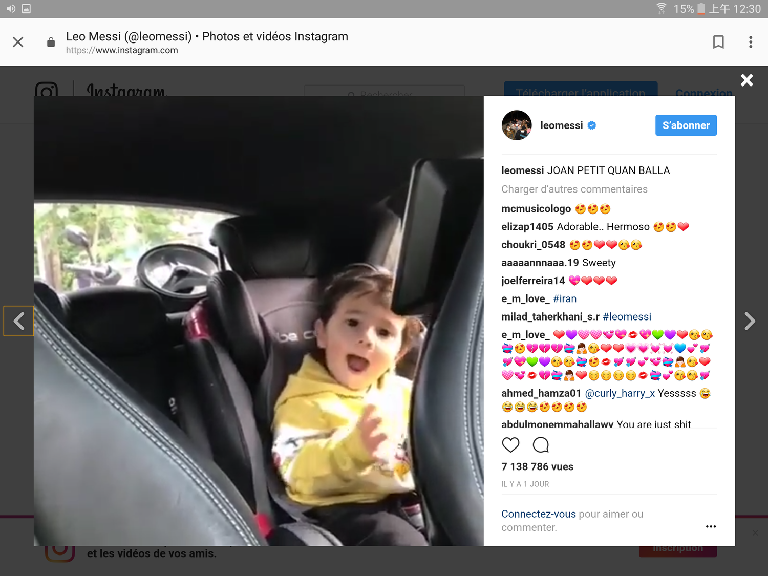 梅西在instagram發布的視頻裡,小馬蒂奧用加泰隆尼亞語唱的歌是一首叫做「跳舞的小尚恩」,是加泰人經常教給小孩子唱的兒歌。寶貝兒子唱歌模樣太萌,吸引超過600萬粉絲瀏覽。 梅西在instagram發布的視頻裡,小馬蒂奧用加泰隆尼亞語唱的歌是一首叫做「跳舞的小尚恩」,是加泰人經常教給小孩子唱的兒歌。寶貝兒子唱歌模樣太萌,吸引超過600萬粉絲瀏覽。