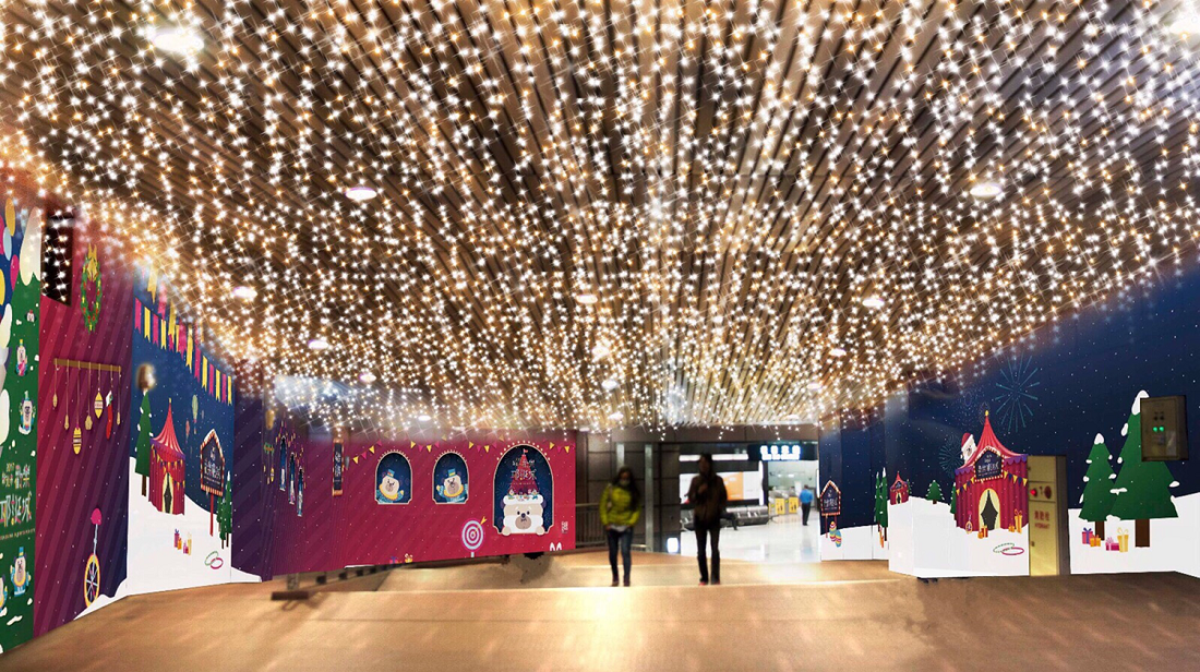 圖為新北市政府地下一樓連通道燈飾模擬圖。 圖:新北市觀旅局提供 圖為新北市政府地下一樓連通道燈飾模擬圖。 圖:新北市觀旅局提供