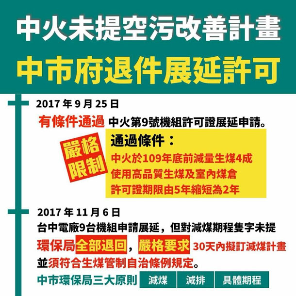 民進黨市議員肯定台中市府處理中火案的魄力。 民進黨市議員肯定台中市府處理中火案的魄力。