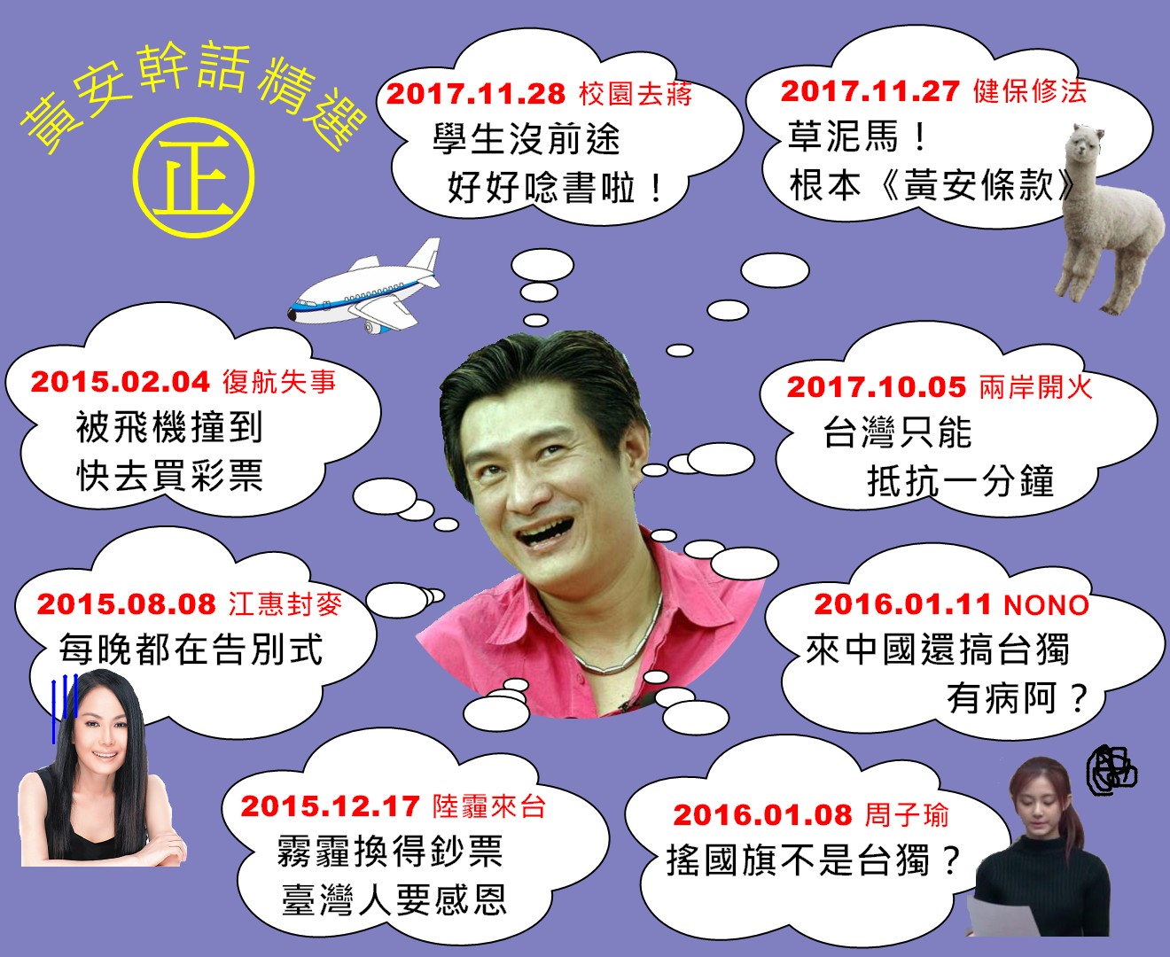 黃安近年來的反台獨意志高昂,經常在微博上發表「驚人」的見解及批判,更舉報許多他認為有台獨意識的藝人。 圖 : 新頭殼製圖 黃安近年來的反台獨意志高昂,經常在微博上發表「驚人」的見解及批判,更舉報許多他認為有台獨意識的藝人。 圖 : 新頭殼製圖