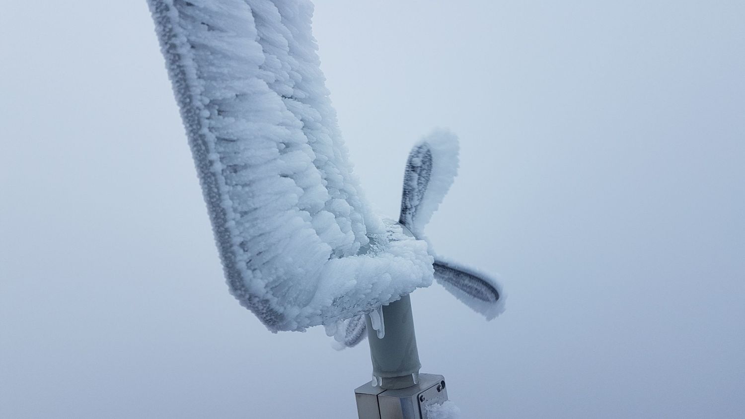 觀測器材被白雪覆蓋。 圖:中央氣象局提供 觀測器材被白雪覆蓋。 圖:中央氣象局提供