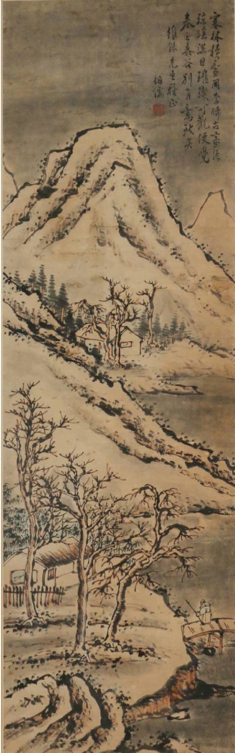 以上張伯儒寒林積雪圖臨摹宋人李晞古畫法。 圖:馬溫妮/提供 以上張伯儒寒林積雪圖臨摹宋人李晞古畫法。 圖:馬溫妮/提供