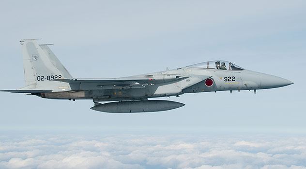 日本航空自衛隊表示,美國與日本12日在朝鮮半島以南的東海上空舉行軍演。圖為日本F-15戰鬥機。 日本航空自衛隊表示,美國與日本12日在朝鮮半島以南的東海上空舉行軍演。圖為日本F-15戰鬥機。