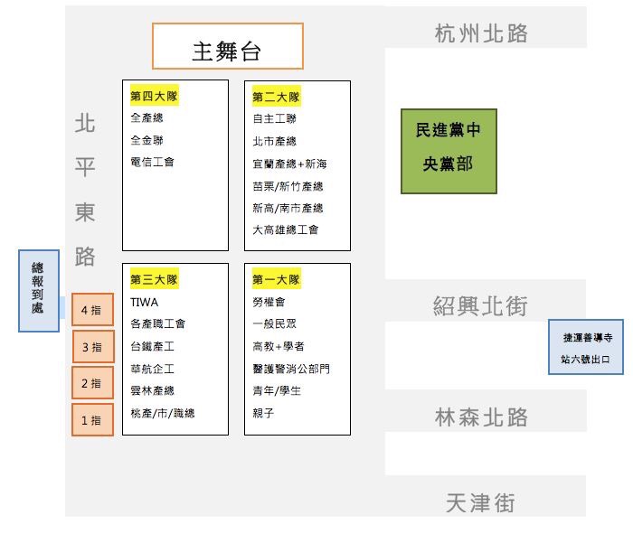 遊行配置。 圖:翻攝臉書 遊行配置。 圖:翻攝臉書