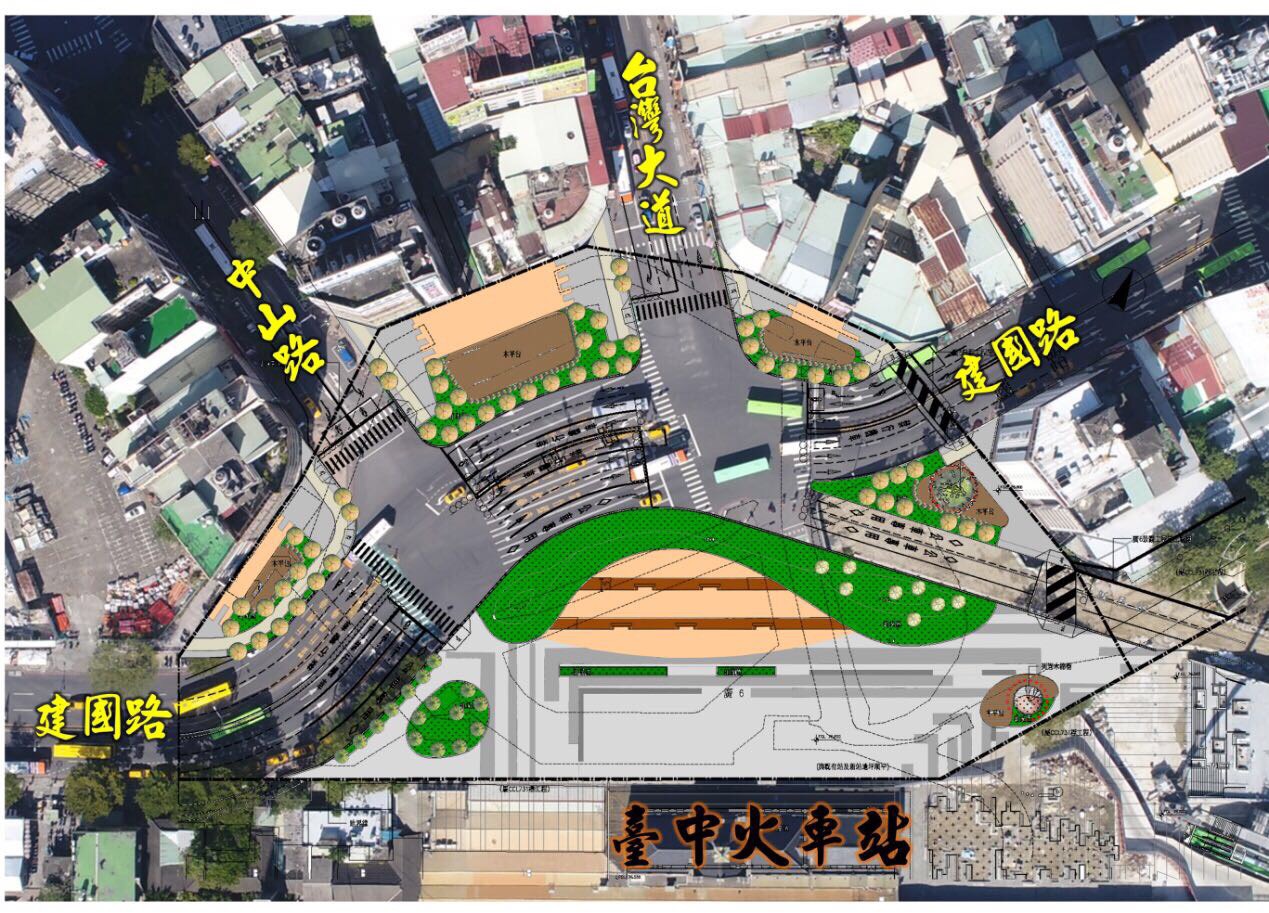 台中車站廣場工程完工模擬圖。 台中車站廣場工程完工模擬圖。