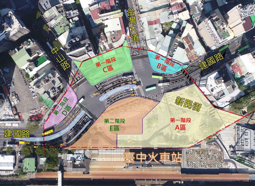 台中車站廣場工程完工模擬圖。 台中車站廣場工程完工模擬圖。