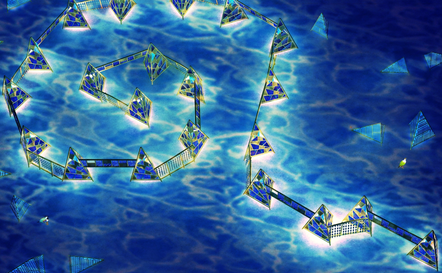 農創再生燈區設計四大主題燈組—海波浪3D圖。 圖:嘉義縣政府/提供 農創再生燈區設計四大主題燈組—海波浪3D圖。 圖:嘉義縣政府/提供
