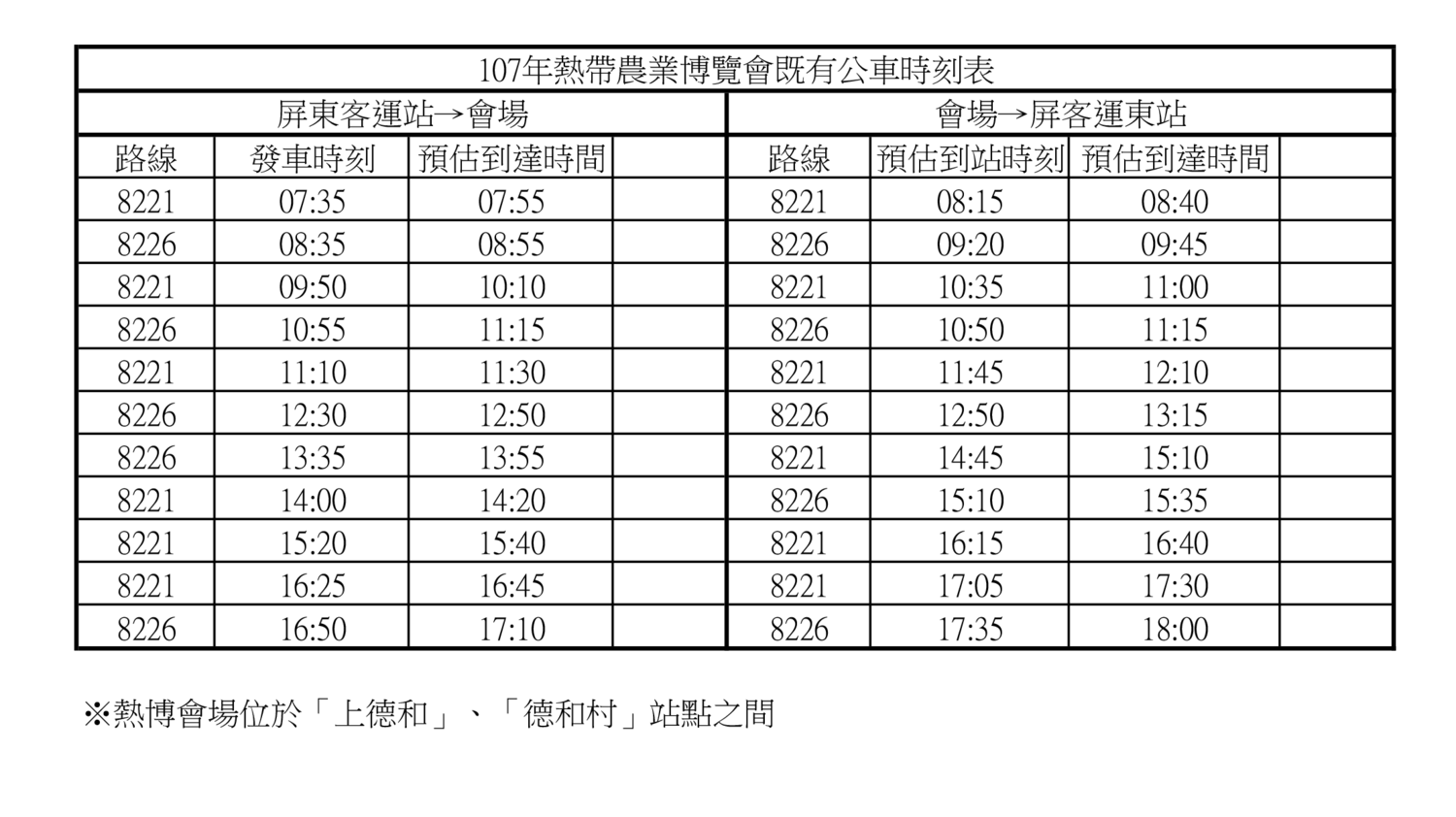 屏東縣政府為推廣熱帶農業博覽會及搭乘大眾交通工具,也提供公車接駁服務。 圖:屏東縣政府提供 屏東縣政府為推廣熱帶農業博覽會及搭乘大眾交通工具,也提供公車接駁服務。 圖:屏東縣政府提供