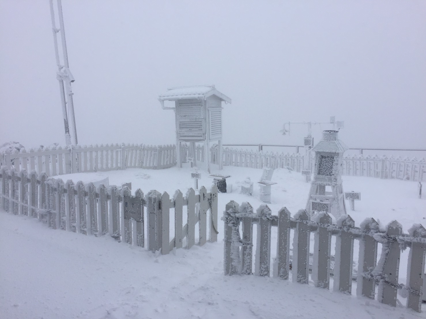 中央氣象局玉山測站也降下白雪!山頂成銀白世界。 圖:中央氣象局 中央氣象局玉山測站也降下白雪!山頂成銀白世界。 圖:中央氣象局
