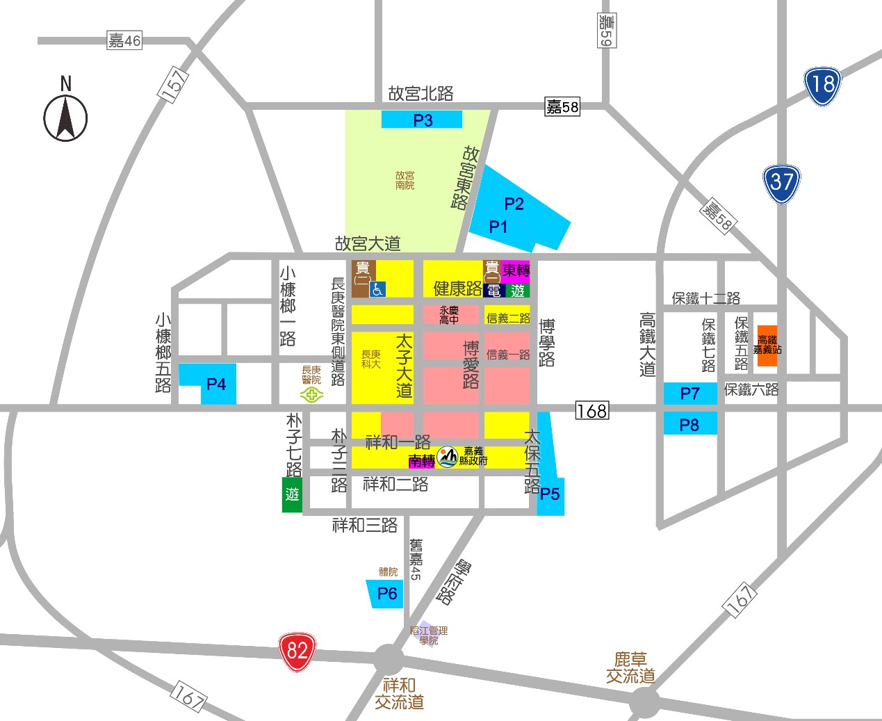 嘉義燈會停車場共有8個,分別為P1、2、3、4、5、6、7、8.,停車空間充足。 圖:嘉義縣政府提供 嘉義燈會停車場共有8個,分別為P1、2、3、4、5、6、7、8.,停車空間充足。 圖:嘉義縣政府提供