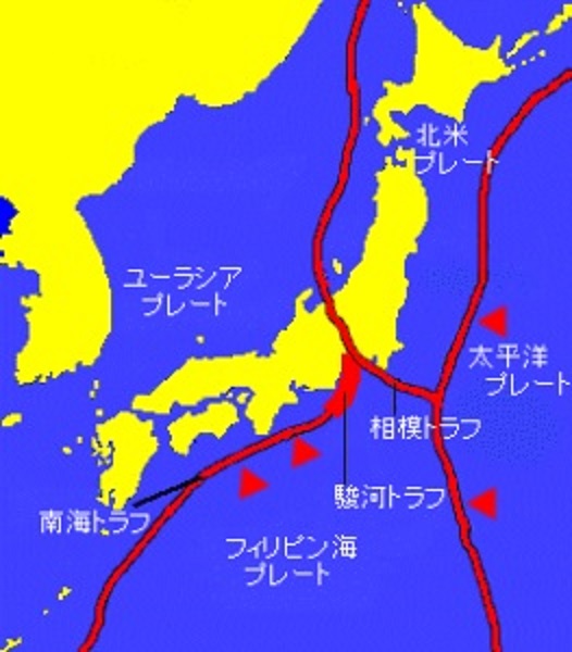 超巨大東海地震、東南海地震、東海地震預測惡震源域地圖。 超巨大東海地震、東南海地震、東海地震預測惡震源域地圖。