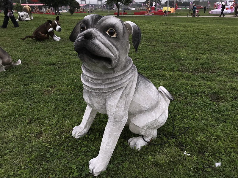 新北燈會「歡喜旺旺來」燈區的鬥牛犬花燈,是另一個最夯的萌犬花燈。 圖:新北市民政局/提供 新北燈會「歡喜旺旺來」燈區的鬥牛犬花燈,是另一個最夯的萌犬花燈。 圖:新北市民政局/提供