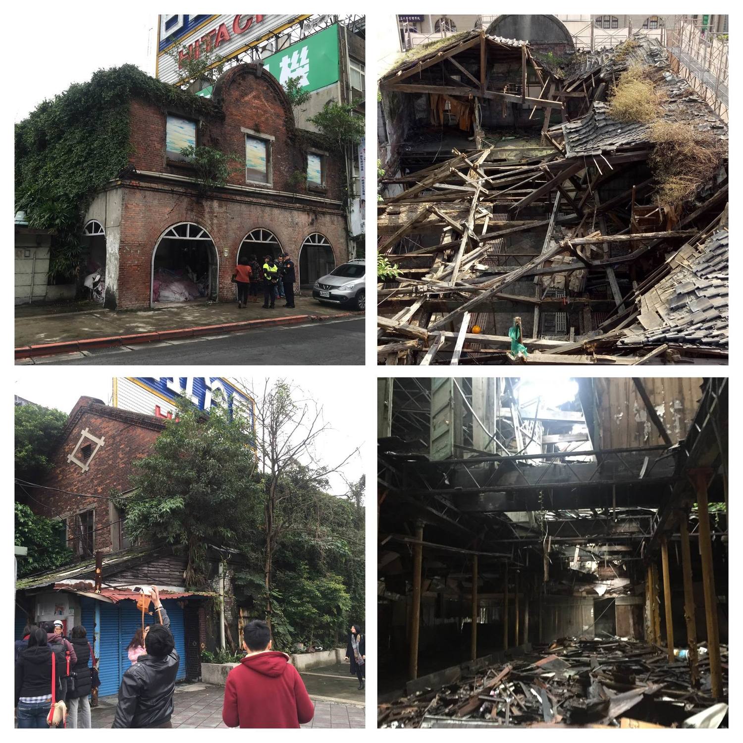 拆除解構修復前,三井外觀滿覆植披 ,內部屋頂及樓地板皆已腐壞塌陷。 圖:台北市文化局/提供 拆除解構修復前,三井外觀滿覆植披 ,內部屋頂及樓地板皆已腐壞塌陷。 圖:台北市文化局/提供