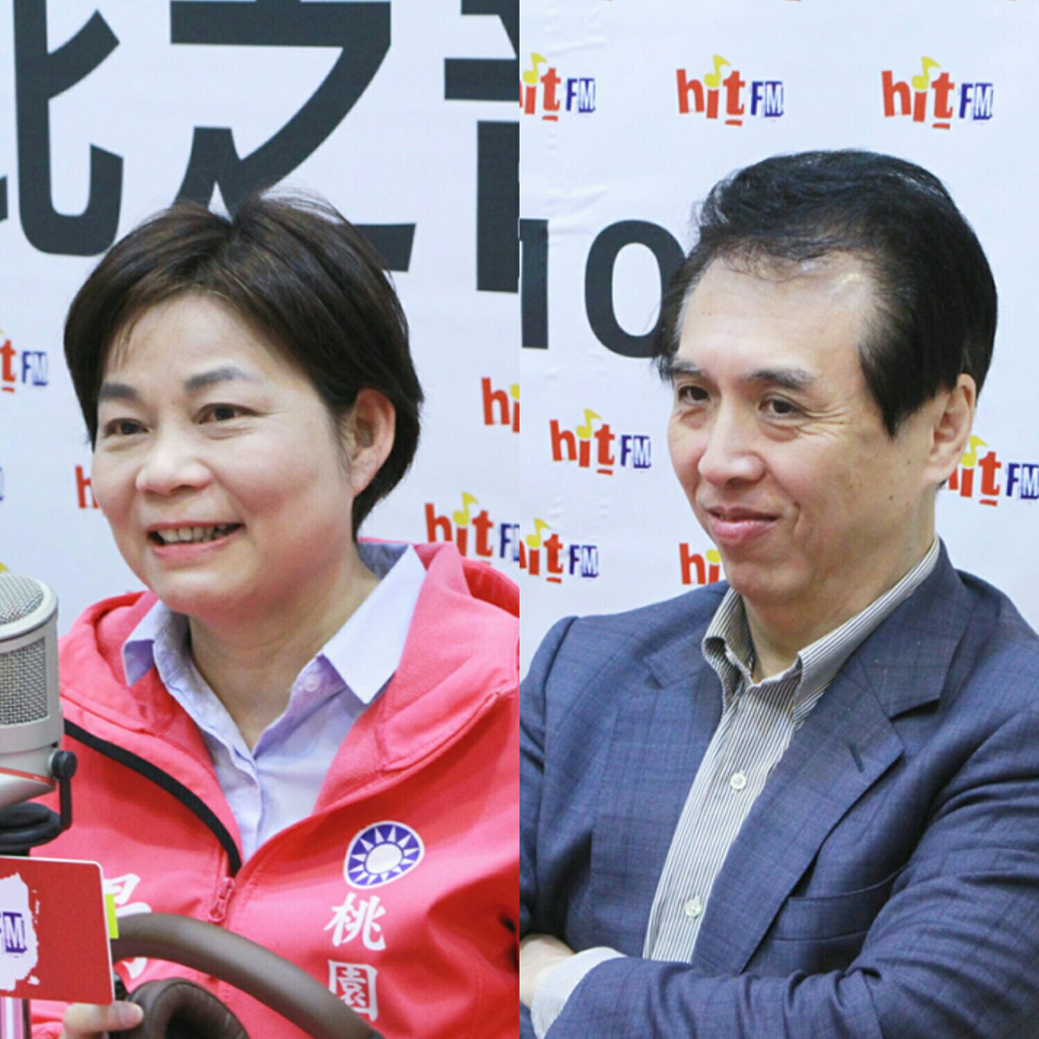 楊麗環與陳學聖上廣播專訪,砲口一致轟現任市長鄭文燦。 楊麗環與陳學聖上廣播專訪,砲口一致轟現任市長鄭文燦。