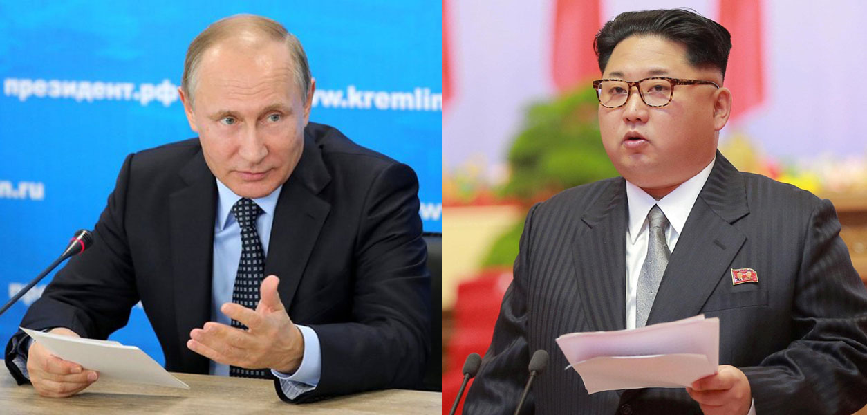 朝鮮最高領導人金正因(右圖,翻攝維基網站)被爆,近日可能與俄羅斯總統普亭(左圖,翻攝俄總統府)會面。 朝鮮最高領導人金正因(右圖,翻攝維基網站)被爆,近日可能與俄羅斯總統普亭(左圖,翻攝俄總統府)會面。