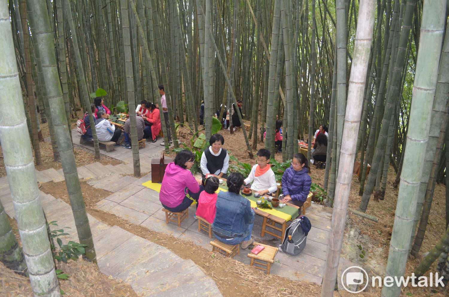 嘉義縣梅山鄉的竹林茶席頗為愜意。 圖:蔡坤龍/攝 嘉義縣梅山鄉的竹林茶席頗為愜意。 圖:蔡坤龍/攝