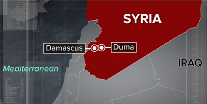 敘利亞叛軍控制的度瑪鎮(Douma)。 圖:翻攝youtube 敘利亞叛軍控制的度瑪鎮(Douma)。 圖:翻攝youtube