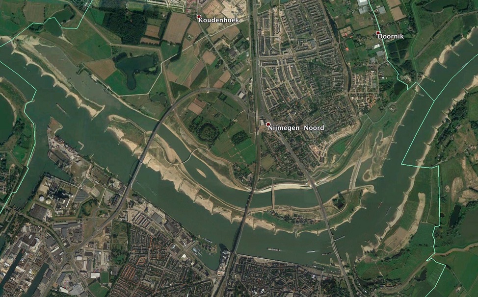 荷蘭Nijmegen 獨特的水岸公園衛星平面,及說明其防洪、溢洪作為。 圖 : 陳其邁辦公室/提供 荷蘭Nijmegen 獨特的水岸公園衛星平面,及說明其防洪、溢洪作為。 圖 : 陳其邁辦公室/提供