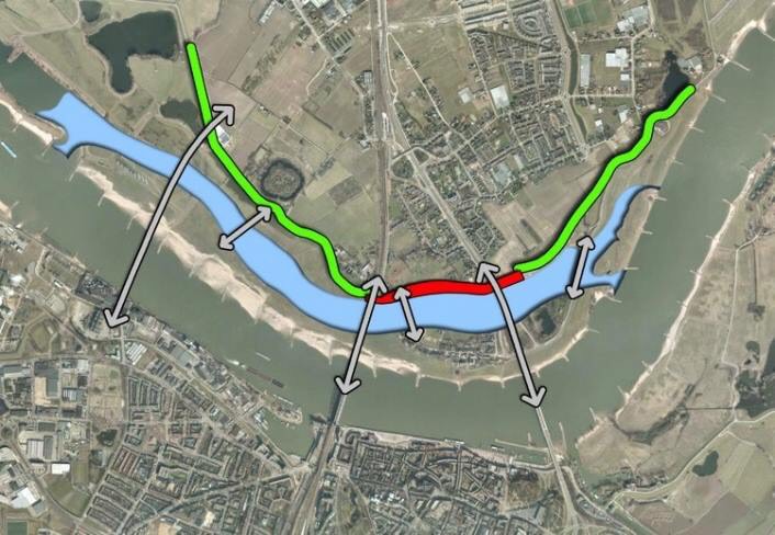 荷蘭Nijmegen 獨特的水岸公園衛星平面,及說明其防洪、溢洪作為。 圖 : 陳其邁辦公室/提供 荷蘭Nijmegen 獨特的水岸公園衛星平面,及說明其防洪、溢洪作為。 圖 : 陳其邁辦公室/提供