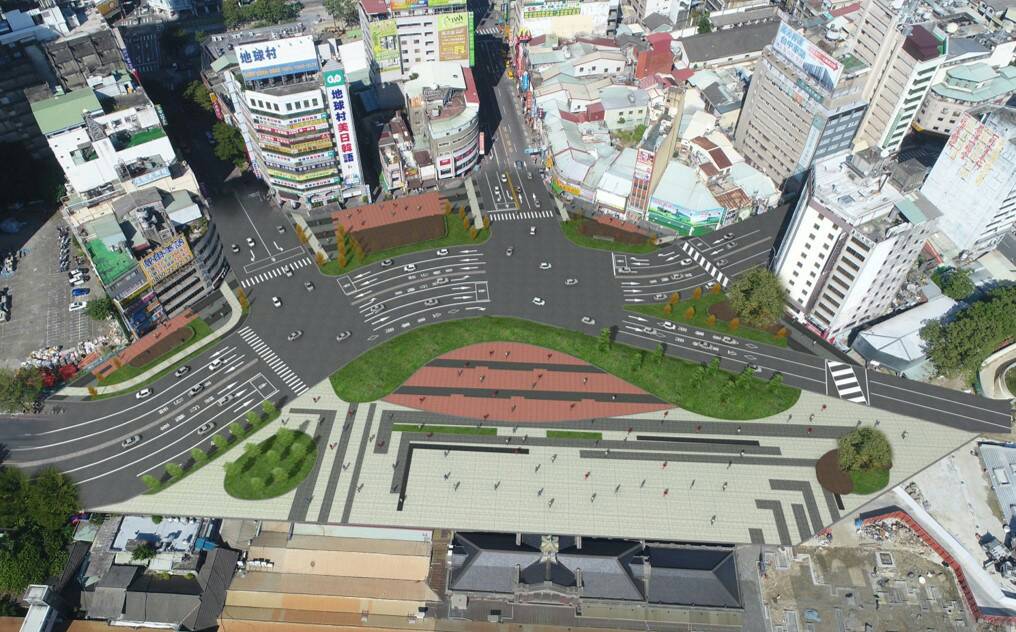 台中火車站前廣場廣6施工工區規劃。