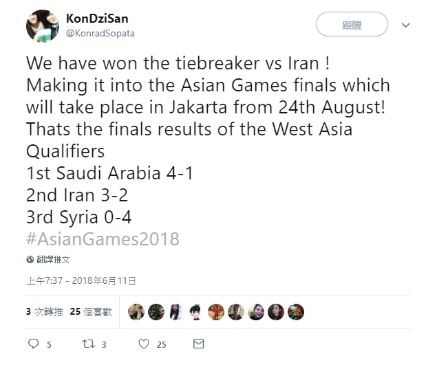 昨(11)日晚間,西亞賽區的已經有前職業選手爆料賽事結果,表示西亞賽區有三個國家進行爭鬥,最後由沙烏地阿拉伯成功出線。 昨(11)日晚間,西亞賽區的已經有前職業選手爆料賽事結果,表示西亞賽區有三個國家進行爭鬥,最後由沙烏地阿拉伯成功出線。