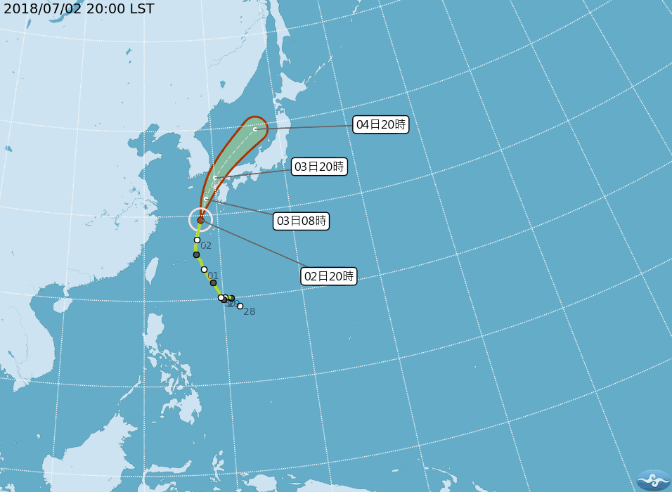 最新巴比侖動向,氣象局昨晚更新最新動向,仍提醒暑假前往韓國、日本的朋友要留意航班資訊。 圖:中央氣象局提供 最新巴比侖動向,氣象局昨晚更新最新動向,仍提醒暑假前往韓國、日本的朋友要留意航班資訊。 圖:中央氣象局提供