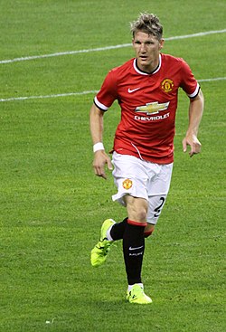 施魏因斯泰格(Bastian Schweinsteiger):「溼溼」有兩種,球襪和球鞋,一個不能少。 圖:翻攝自維基百科 施魏因斯泰格(Bastian Schweinsteiger):「溼溼」有兩種,球襪和球鞋,一個不能少。 圖:翻攝自維基百科