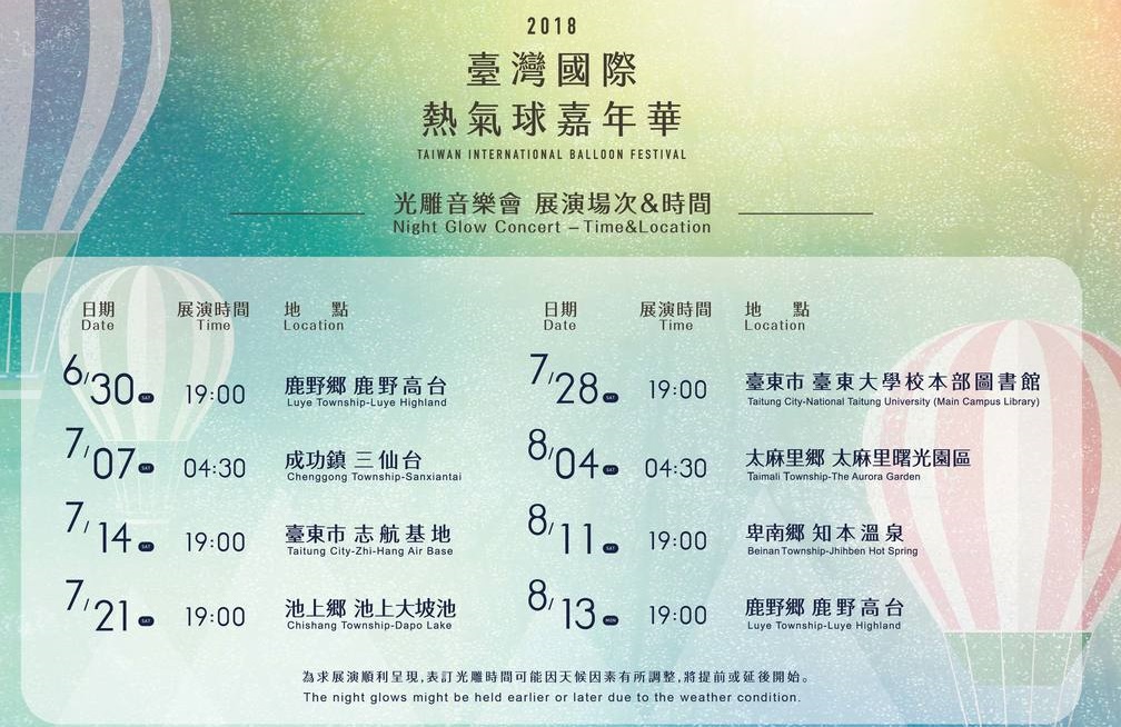 2018熱氣球嘉年華「晨曦-八拱破曉」光雕音樂會,今晨在三仙台舉行。 2018熱氣球嘉年華「晨曦-八拱破曉」光雕音樂會,今晨在三仙台舉行。